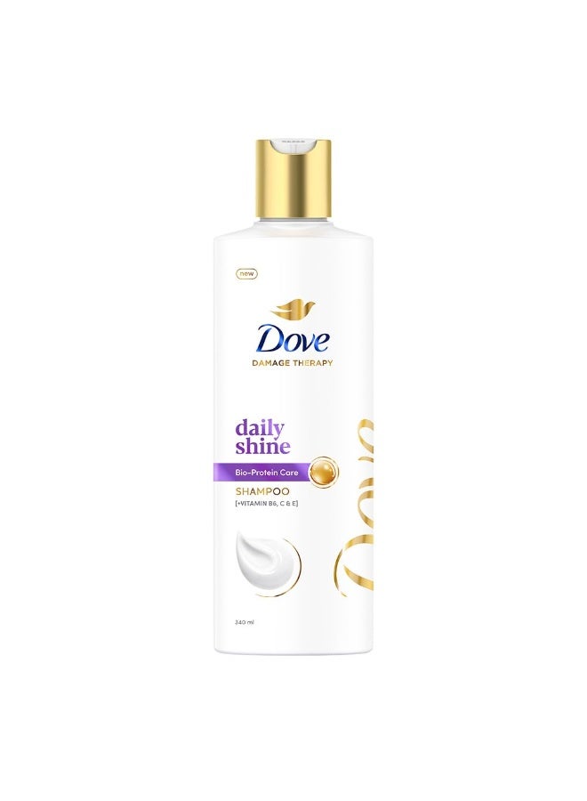 Dove Daily Shine Shampoo 340 ml|| For Dry and Damaged|| Strengthening Shampoo Gives Smooth and Strong Hair - Mild for Men & Women - Image 1